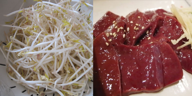 Không nên sào giá đỗ với gan lợn